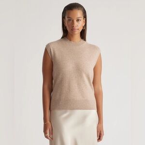 Mongolian Cashmere Mock Neck Sweater Vest XS Oatmeal NWT